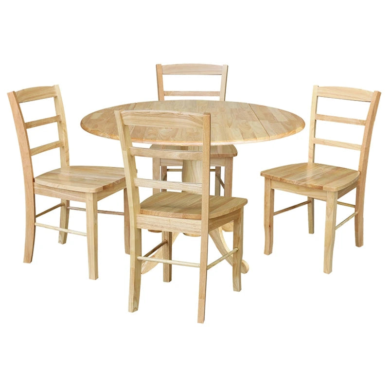 Tavolo da pranzo a ribalta da 42 pollici con 4 sedie Ladderback - Set da 5 pezzi