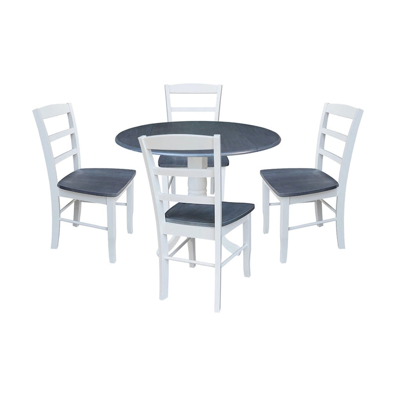 Tavolo da pranzo a ribalta da 42 pollici con 4 sedie Ladderback - Set da 5 pezzi