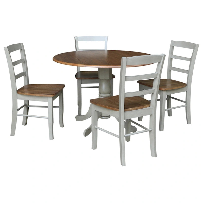 Tavolo da pranzo a ribalta da 42 pollici con 4 sedie Ladderback - Set da 5 pezzi