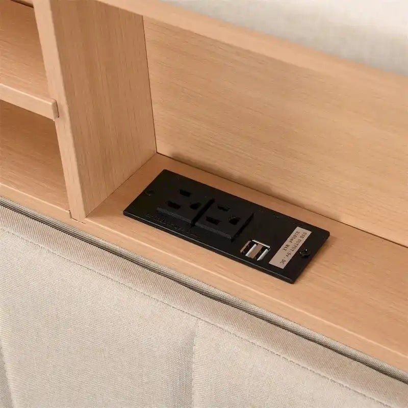 Letto a piattaforma imbottito Merax con testiera contenitore e porta USB