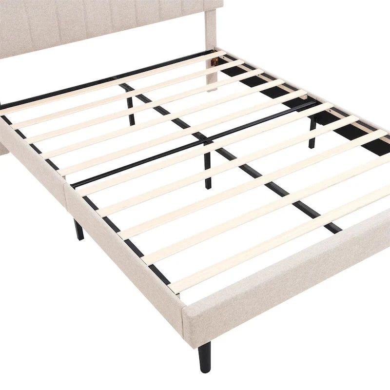 Letto a piattaforma imbottito Merax con testiera contenitore e porta USB
