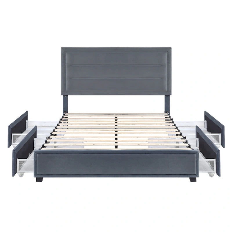 Letto con piattaforma Furniture of America Naxime Modern con 4 cassetti in tessuto