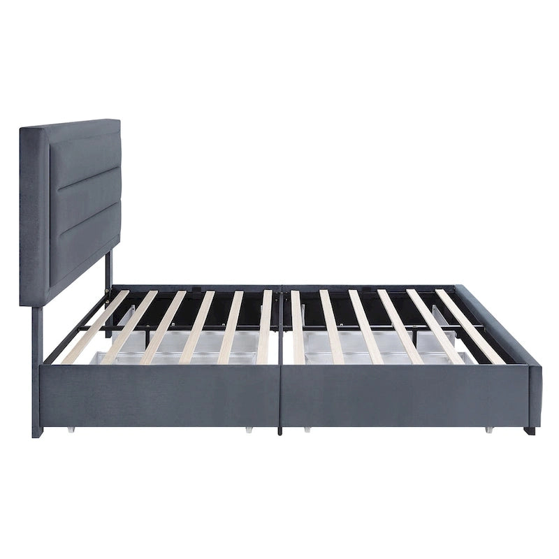 Letto con piattaforma Furniture of America Naxime Modern con 4 cassetti in tessuto