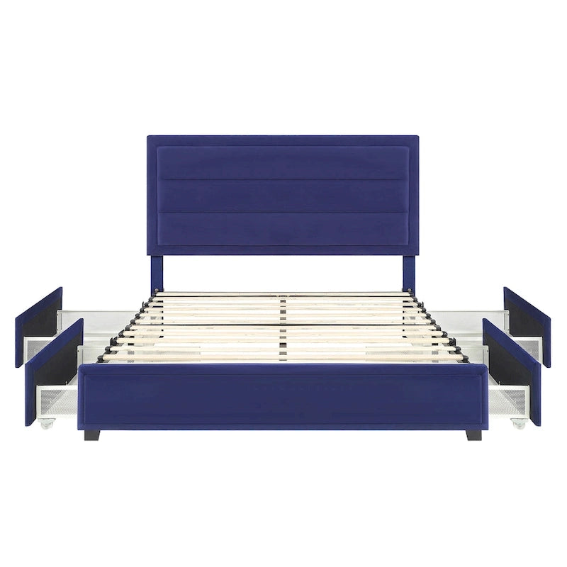 Letto con piattaforma Furniture of America Naxime Modern con 4 cassetti in tessuto