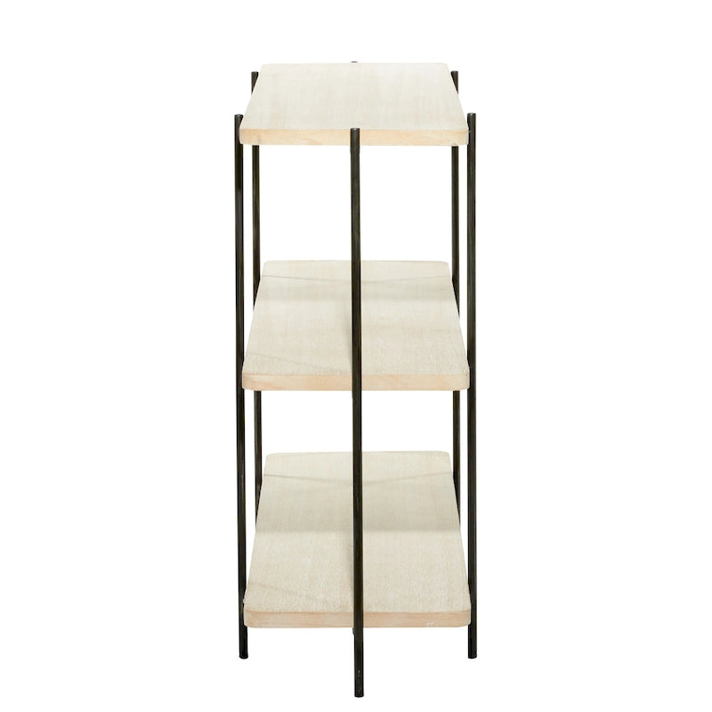 Consolle in legno con 2 ripiani e gambe sottili in metallo nero - Beige - Roche River Decor - 14L x 40P x 32A