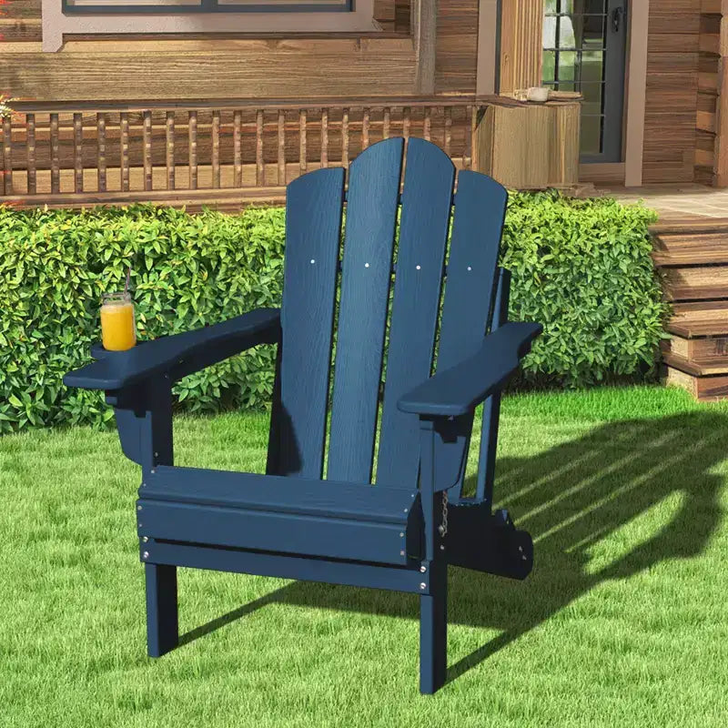 HYLEORY Sedia Adirondack Pieghevole in Plastica/Resina con Schienale Regolabile e Portabicchieri