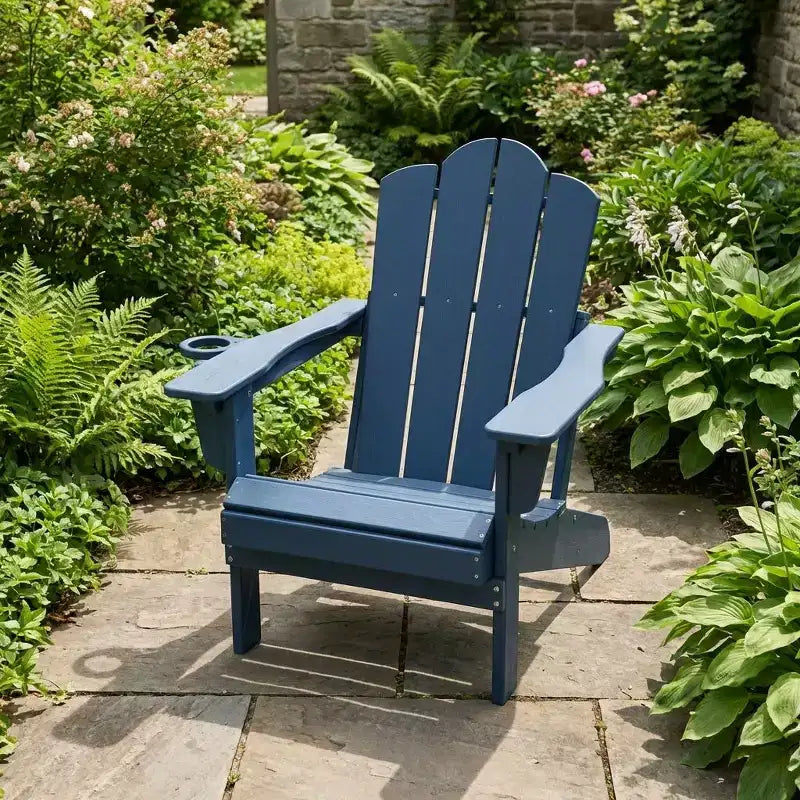 HYLEORY Sedia Adirondack Pieghevole in Plastica/Resina con Schienale Regolabile e Portabicchieri