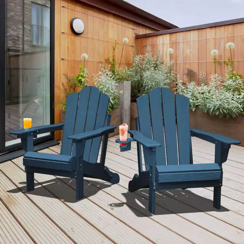 HYLEORY Sedia Adirondack Pieghevole in Plastica/Resina con Schienale Regolabile e Portabicchieri