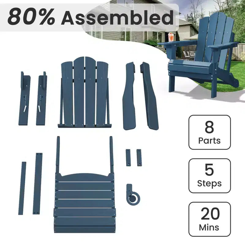 HYLEORY Sedia Adirondack Pieghevole in Plastica/Resina con Schienale Regolabile e Portabicchieri