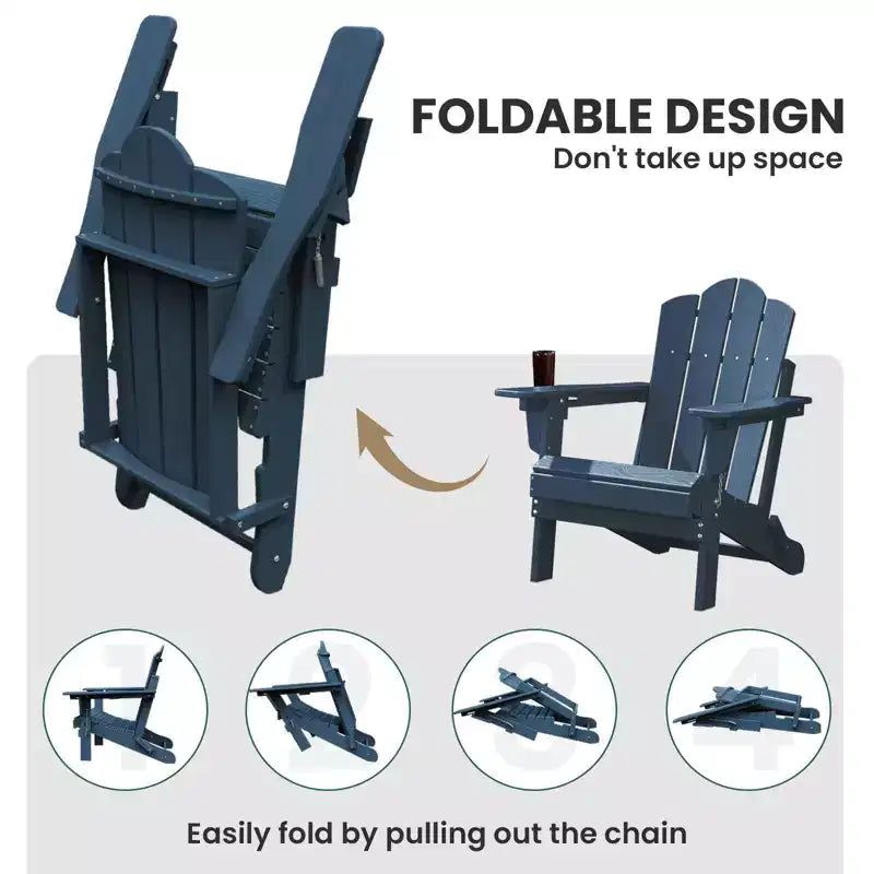 HYLEORY Sedia Adirondack Pieghevole in Plastica/Resina con Schienale Regolabile e Portabicchieri