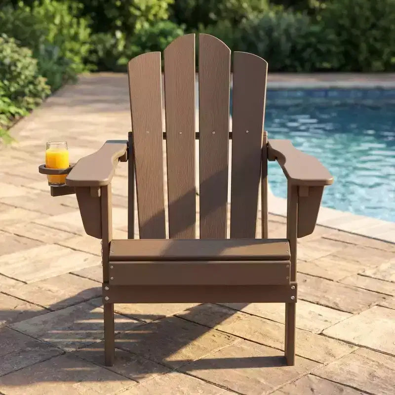 HYLEORY Sedia Adirondack Pieghevole in Plastica/Resina con Schienale Regolabile e Portabicchieri