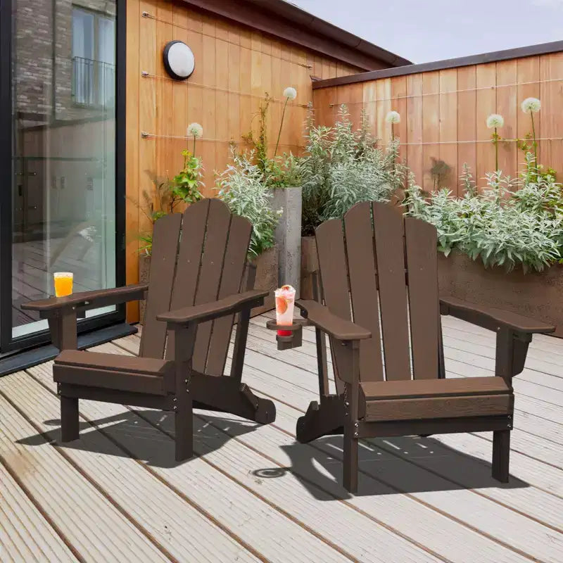 HYLEORY Sedia Adirondack Pieghevole in Plastica/Resina con Schienale Regolabile e Portabicchieri