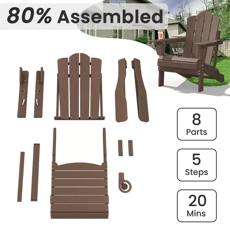 HYLEORY Sedia Adirondack Pieghevole in Plastica/Resina con Schienale Regolabile e Portabicchieri