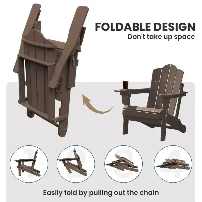 HYLEORY Sedia Adirondack Pieghevole in Plastica/Resina con Schienale Regolabile e Portabicchieri