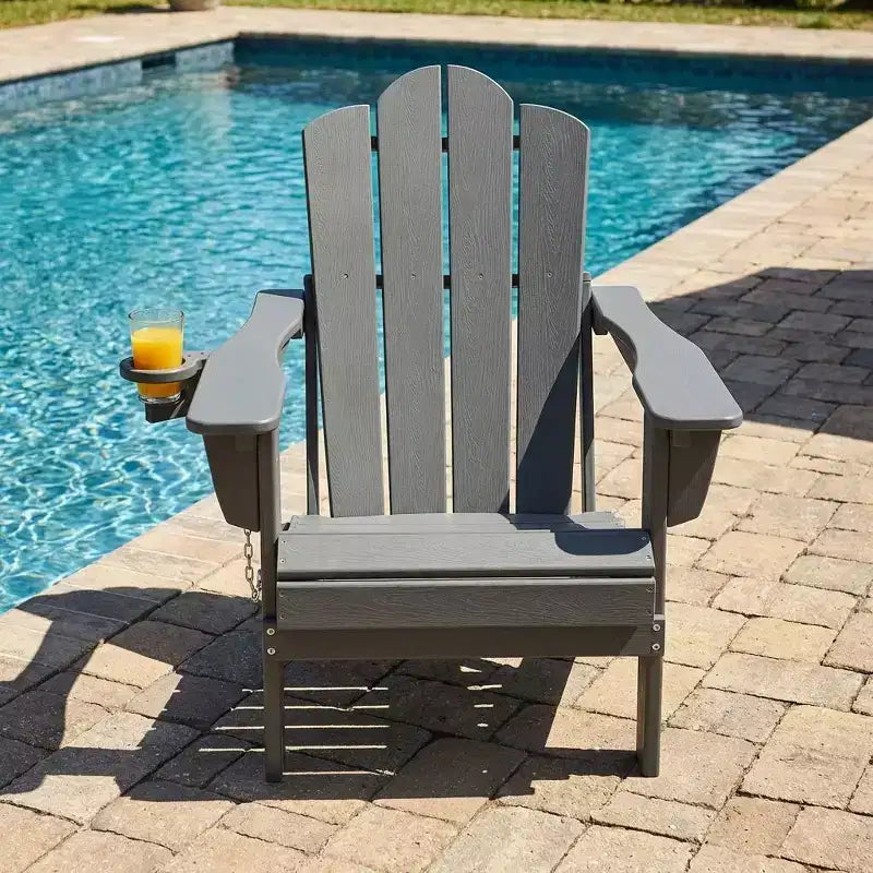 HYLEORY Sedia Adirondack Pieghevole in Plastica/Resina con Schienale Regolabile e Portabicchieri