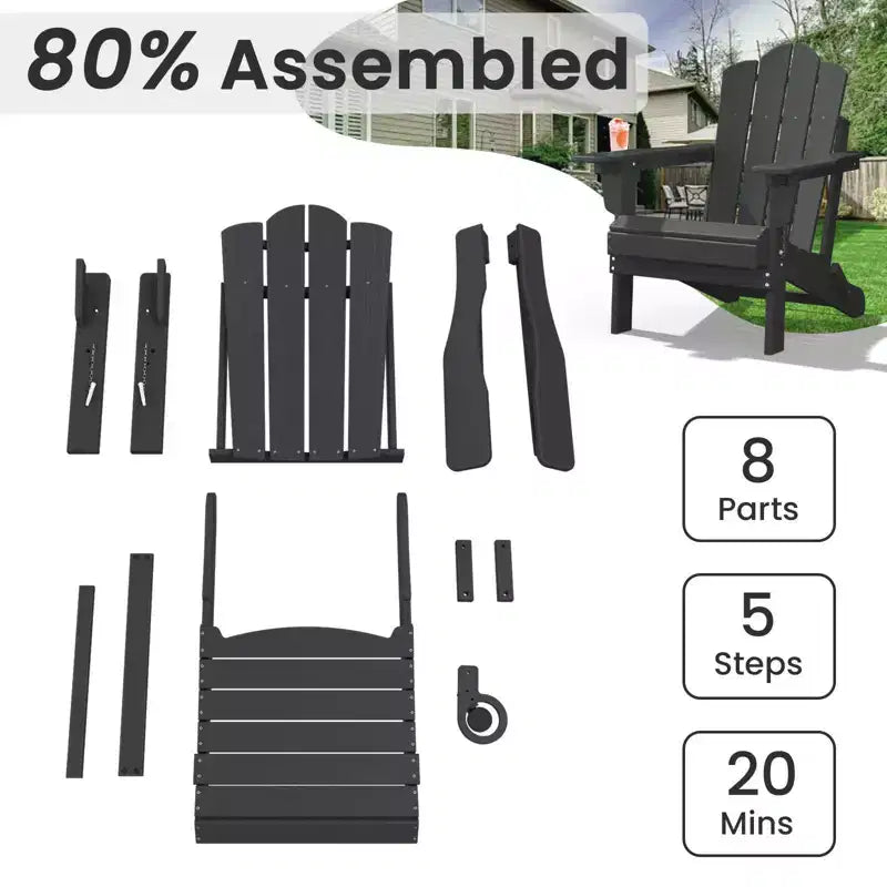 HYLEORY Sedia Adirondack Pieghevole in Plastica/Resina con Schienale Regolabile e Portabicchieri