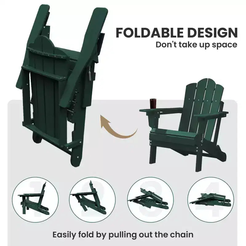 HYLEORY Sedia Adirondack Pieghevole in Plastica/Resina con Schienale Regolabile e Portabicchieri