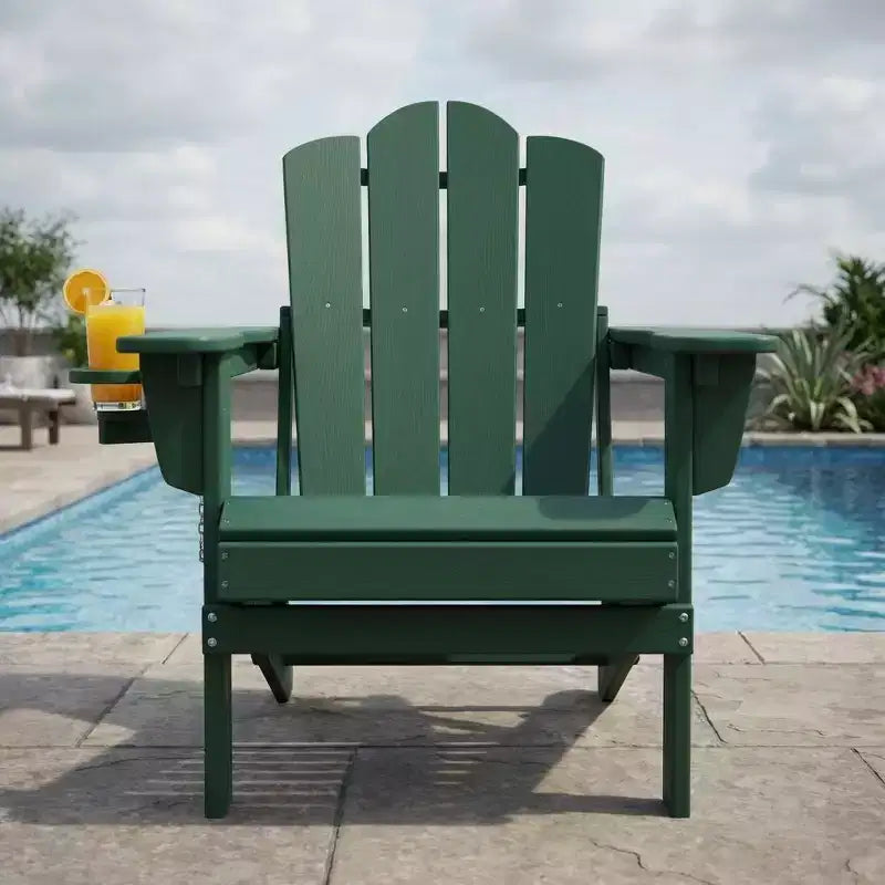 HYLEORY Sedia Adirondack Pieghevole in Plastica/Resina con Schienale Regolabile e Portabicchieri