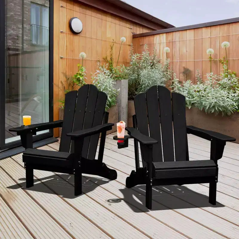 HYLEORY Sedia Adirondack Pieghevole in Plastica/Resina con Schienale Regolabile e Portabicchieri
