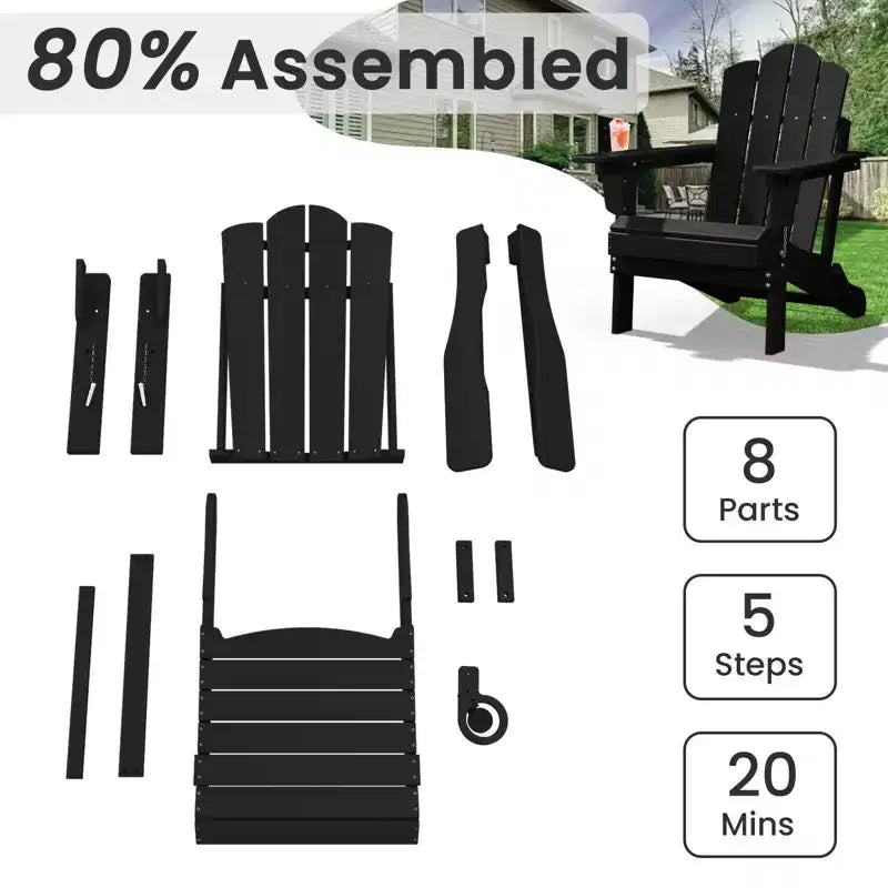 HYLEORY Sedia Adirondack Pieghevole in Plastica/Resina con Schienale Regolabile e Portabicchieri