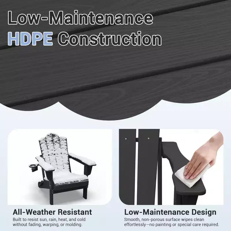 HYLEORY Sedia Adirondack Pieghevole in Plastica/Resina con Schienale Regolabile e Portabicchieri