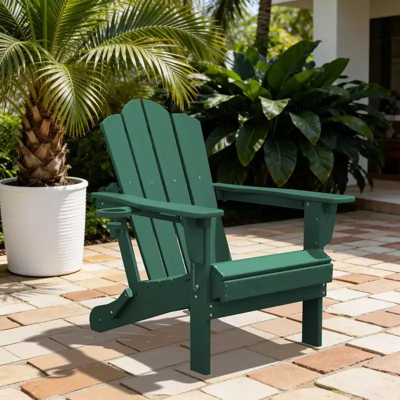 Chaise Adirondack pliante réglable en plastique/résine HYLEORY avec porte-gobelet