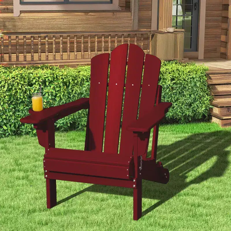 Chaise Adirondack pliante réglable en plastique/résine HYLEORY avec porte-gobelet