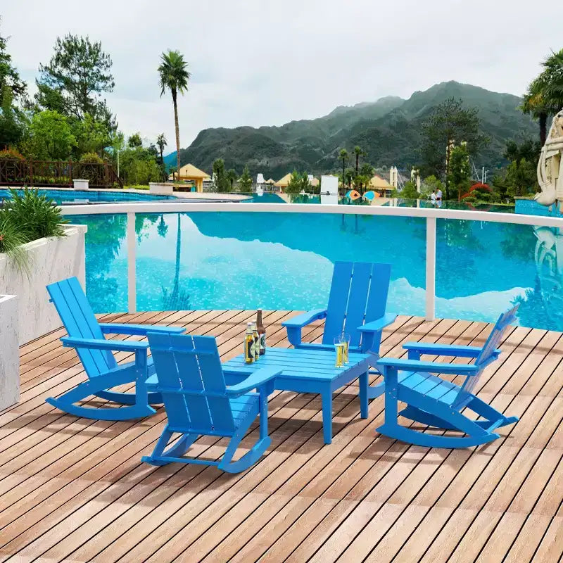 WestinTrends Ensemble de 5 fauteuils à bascule Adirondack modernes avec table d'appoint