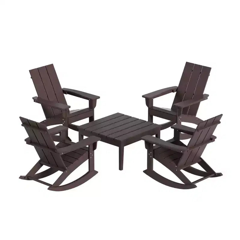 WestinTrends Set 5 Pezzi Moderno Sedia a Dondolo Adirondack da Esterno con Tavolino Laterale