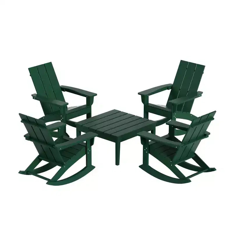 WestinTrends Set 5 Pezzi Moderno Sedia a Dondolo Adirondack da Esterno con Tavolino Laterale