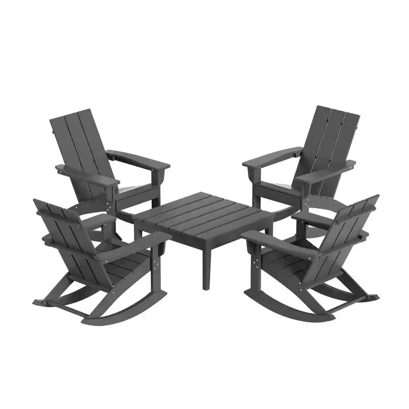 WestinTrends Set 5 Pezzi Moderno Sedia a Dondolo Adirondack da Esterno con Tavolino Laterale
