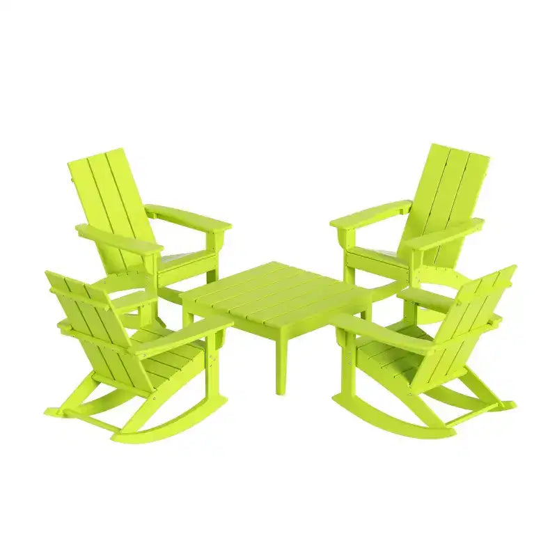 WestinTrends Set 5 Pezzi Moderno Sedia a Dondolo Adirondack da Esterno con Tavolino Laterale