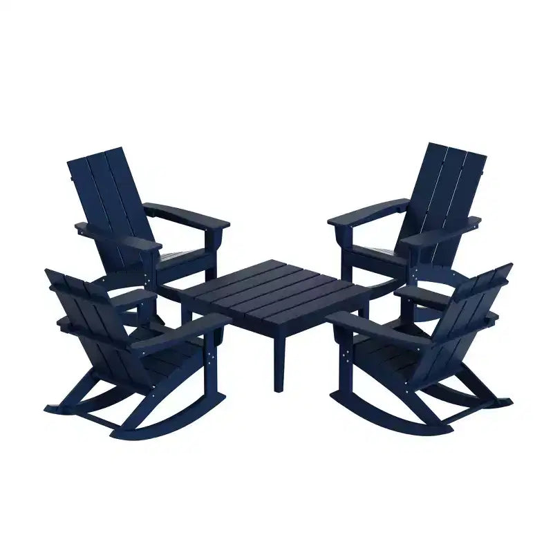 WestinTrends Set 5 Pezzi Moderno Sedia a Dondolo Adirondack da Esterno con Tavolino Laterale