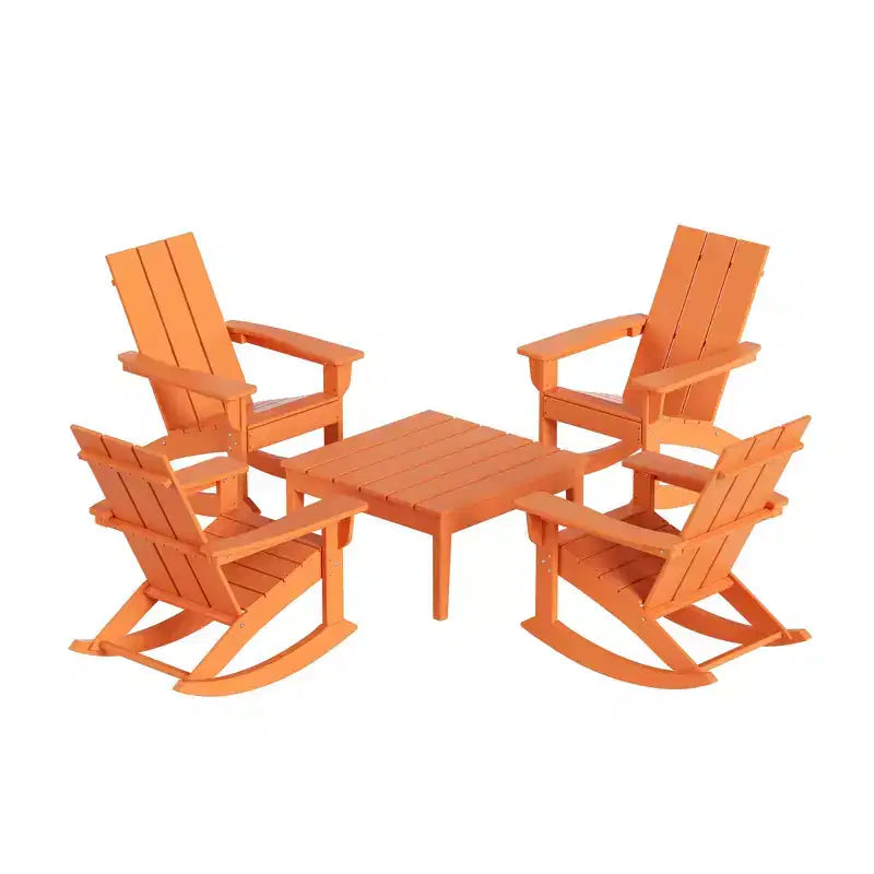WestinTrends Set 5 Pezzi Moderno Sedia a Dondolo Adirondack da Esterno con Tavolino Laterale