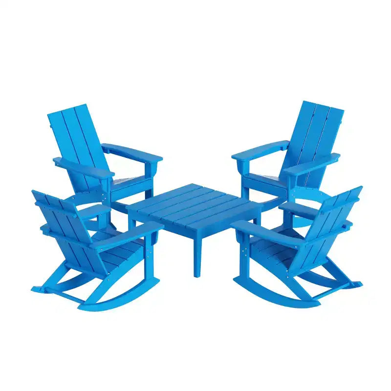 WestinTrends Set 5 Pezzi Moderno Sedia a Dondolo Adirondack da Esterno con Tavolino Laterale