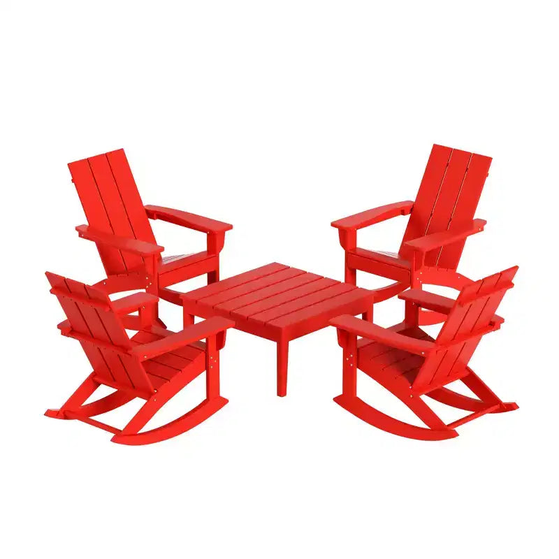 WestinTrends Set 5 Pezzi Moderno Sedia a Dondolo Adirondack da Esterno con Tavolino Laterale