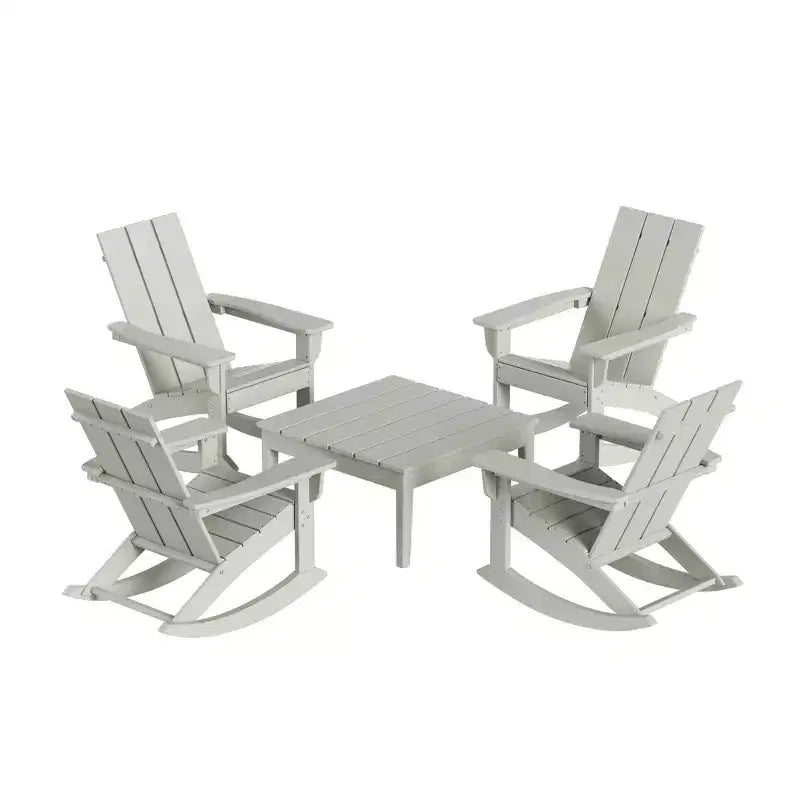 WestinTrends Set 5 Pezzi Moderno Sedia a Dondolo Adirondack da Esterno con Tavolino Laterale