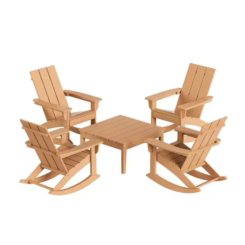 WestinTrends Set 5 Pezzi Moderno Sedia a Dondolo Adirondack da Esterno con Tavolino Laterale