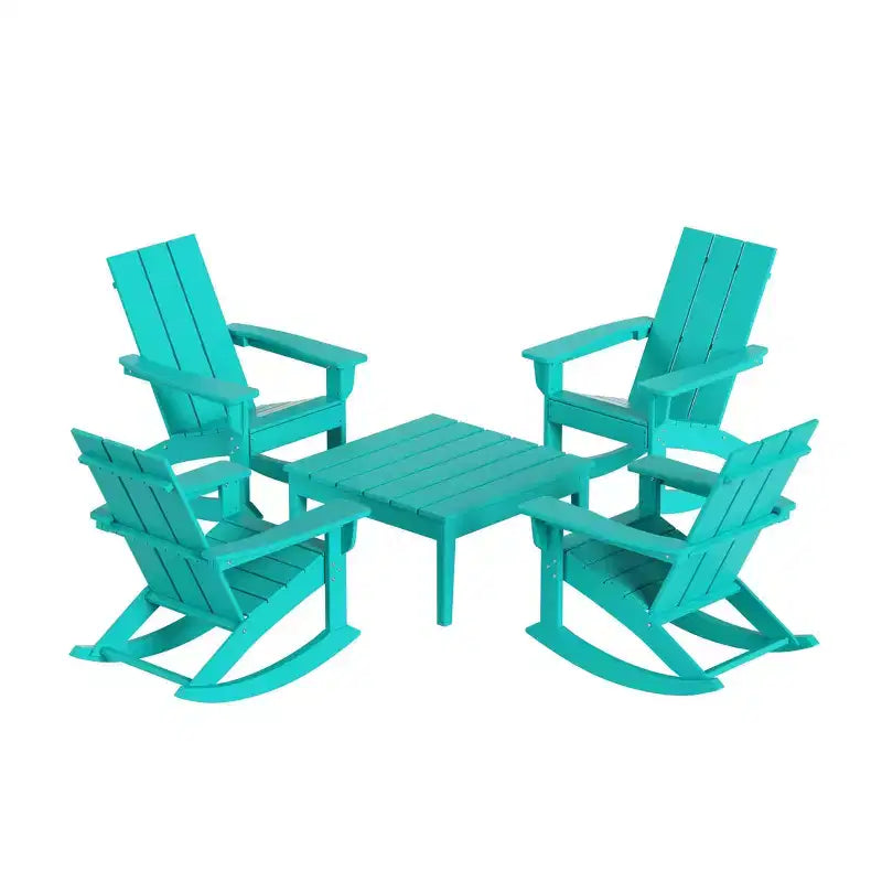 WestinTrends Set 5 Pezzi Moderno Sedia a Dondolo Adirondack da Esterno con Tavolino Laterale