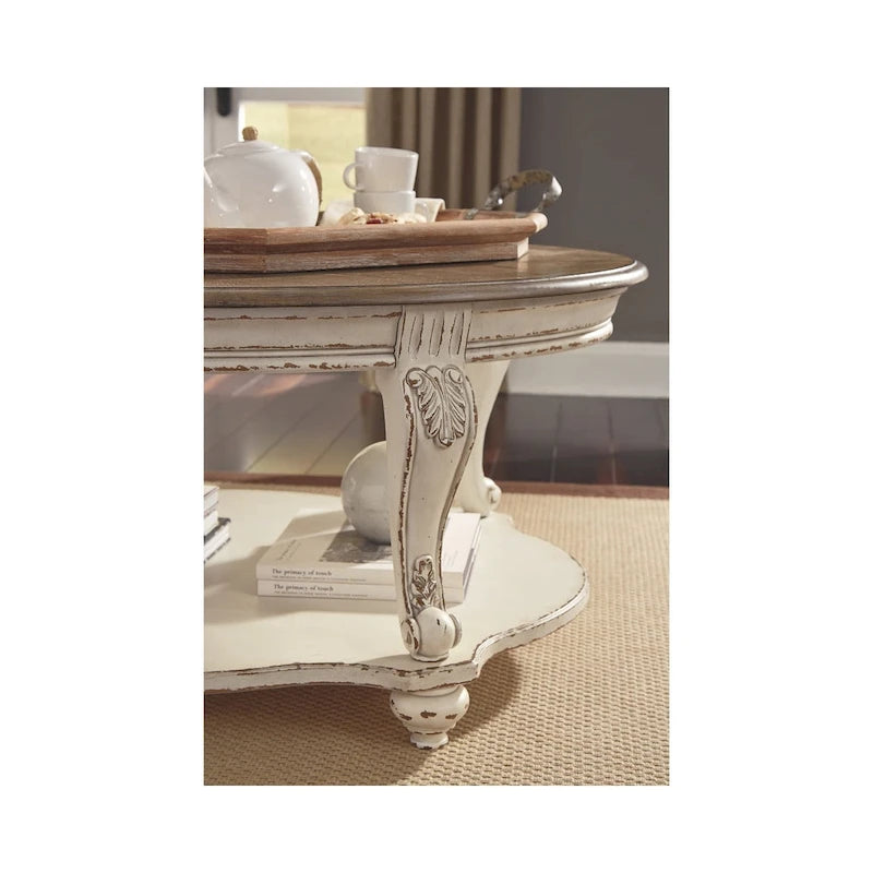 Tavolino da caffè Realyn - Bianco/Marrone - 48.13 L x 34 P x 19.88 A