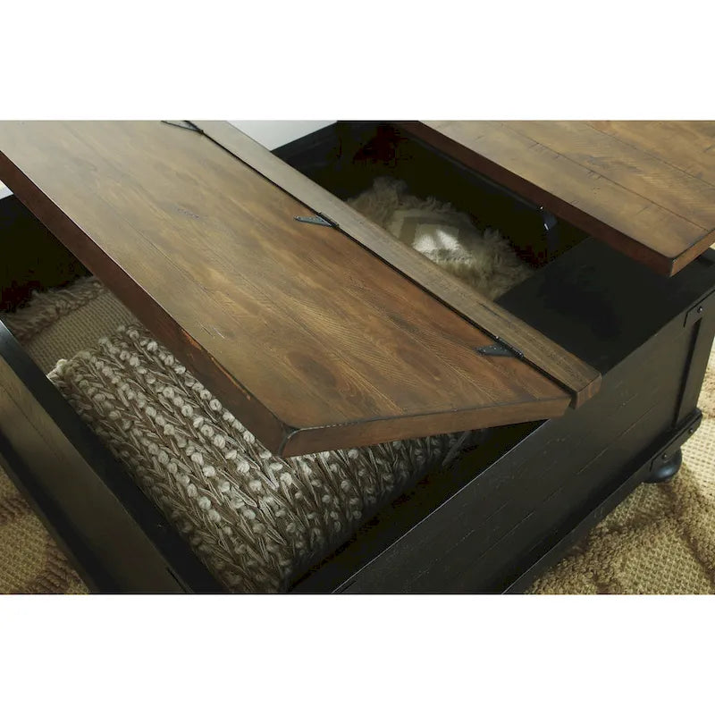Tavolino da salotto Valebeck nero/marrone casual con piano sollevabile - 36 L x 36 P x 18 A