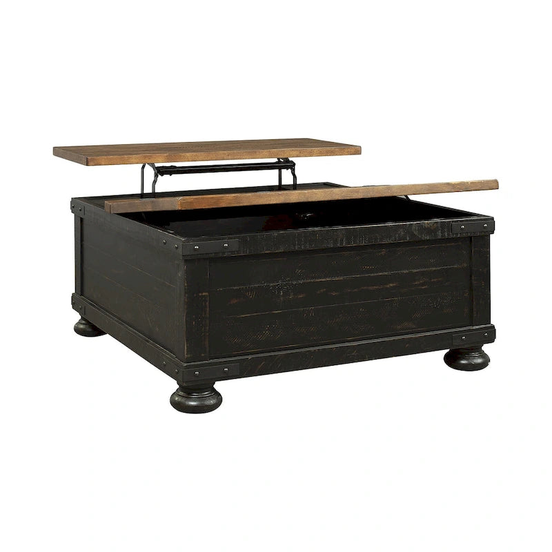 Tavolino da salotto Valebeck nero/marrone casual con piano sollevabile - 36 L x 36 P x 18 A
