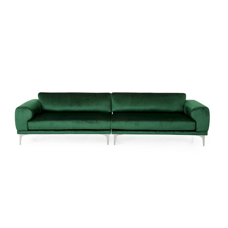 Divano a 4 posti in velluto Croydon Modern Glam di Christopher Knight Home