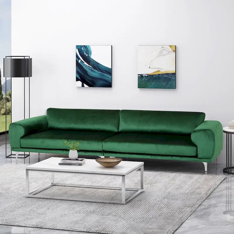 Divano a 4 posti in velluto Croydon Modern Glam di Christopher Knight Home