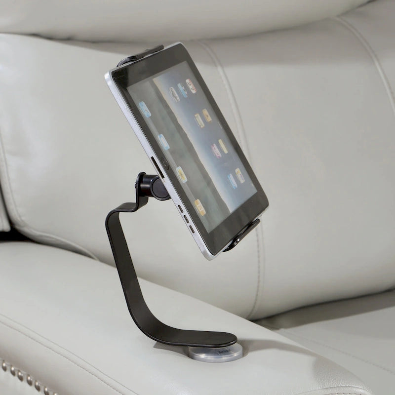 Divano Recliner Etty in Similpelle Grigio Chiaro con USB e Vassoio di Furniture of America
