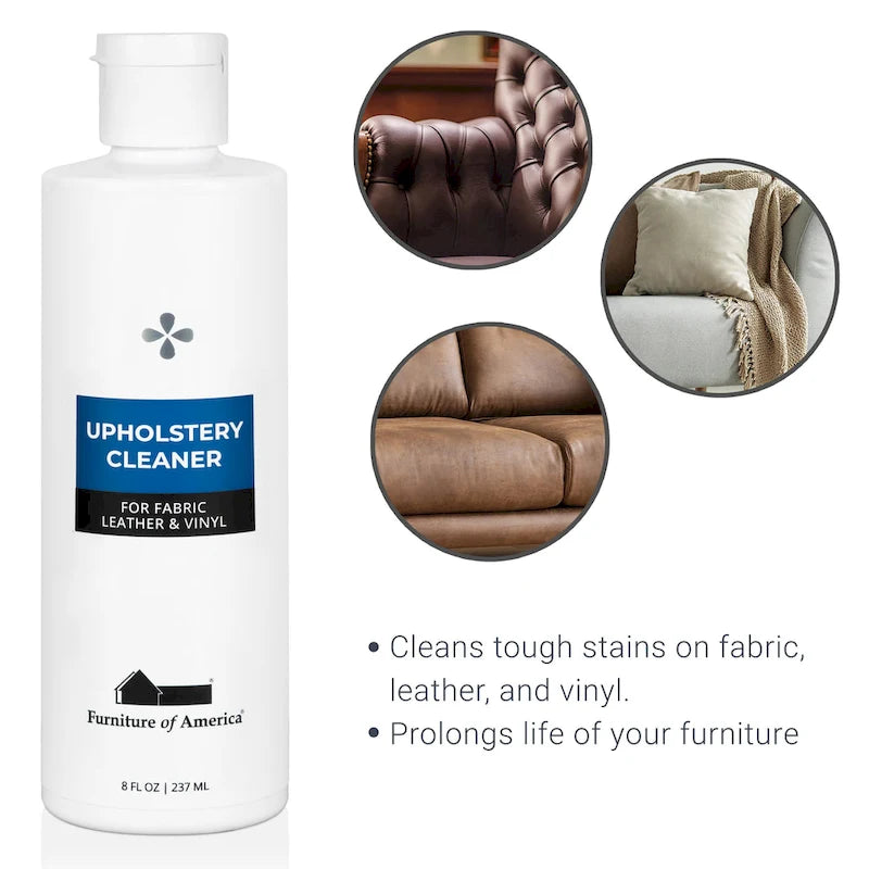 Divano Recliner Etty in Similpelle Grigio Chiaro con USB e Vassoio di Furniture of America
