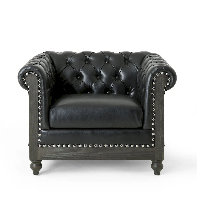 Fauteuil club capitonné Castalia Chesterfield par Christopher Knight Home - 39,00 L x 33,50 W x 28,00 H