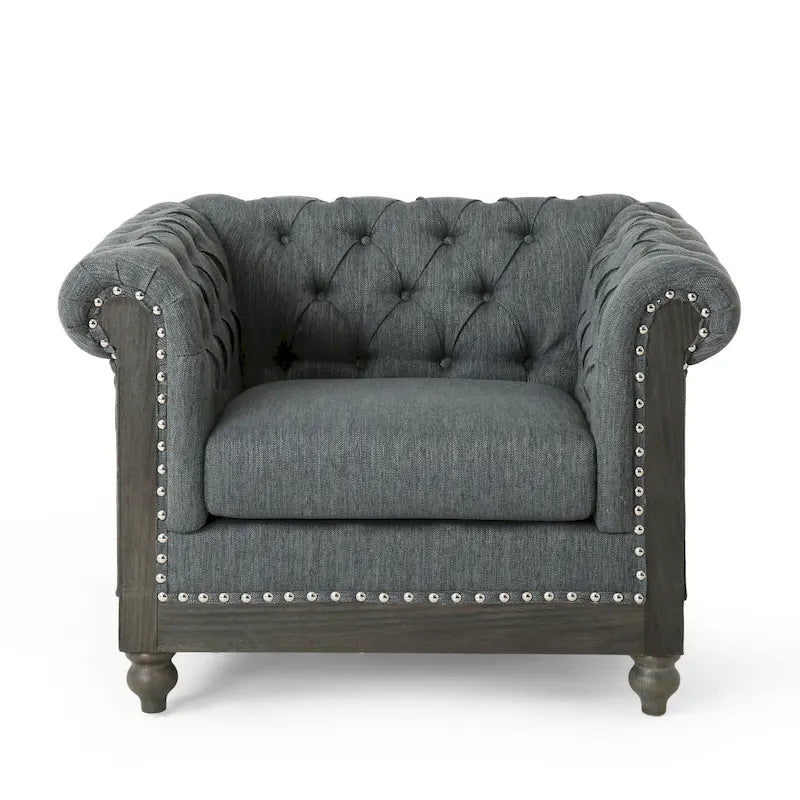 Fauteuil club capitonné Castalia Chesterfield par Christopher Knight Home - 39,00 L x 33,50 W x 28,00 H
