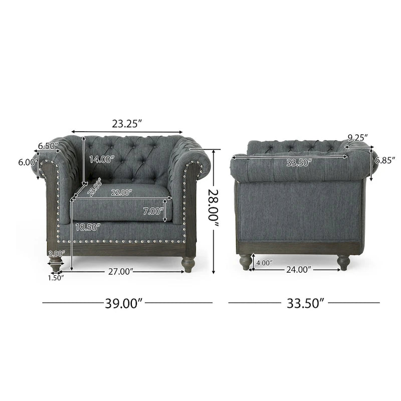 Poltrona Club Chesterfield Castalia di Christopher Knight Home - 39.00 L x 33.50 P x 28.00 A