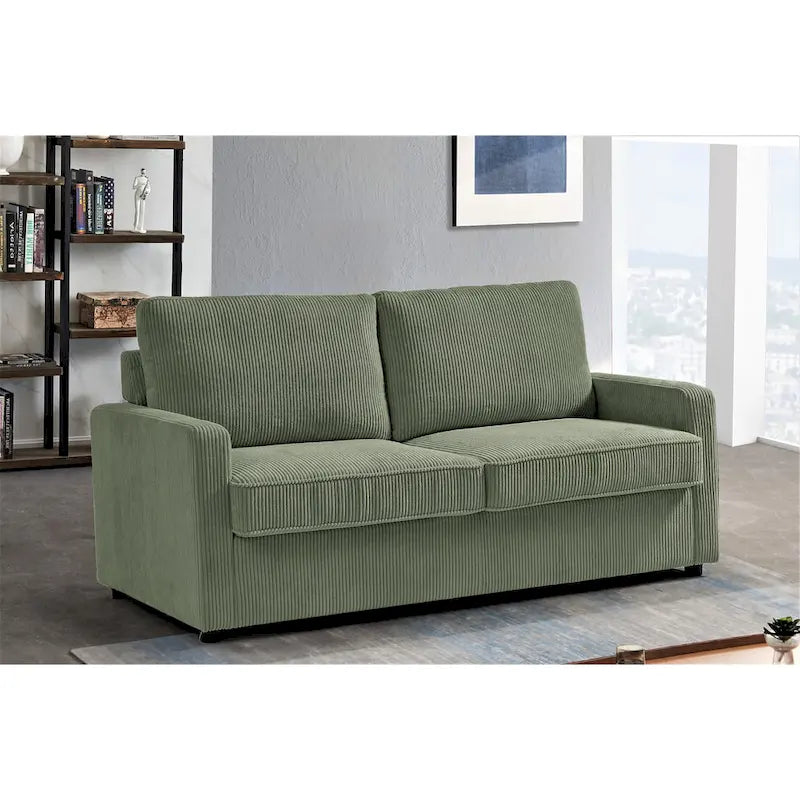 Manchester Polyester Corduroy 70 inch Square Arms Sofa Bed